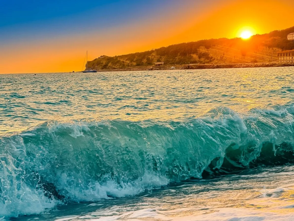 закат на море